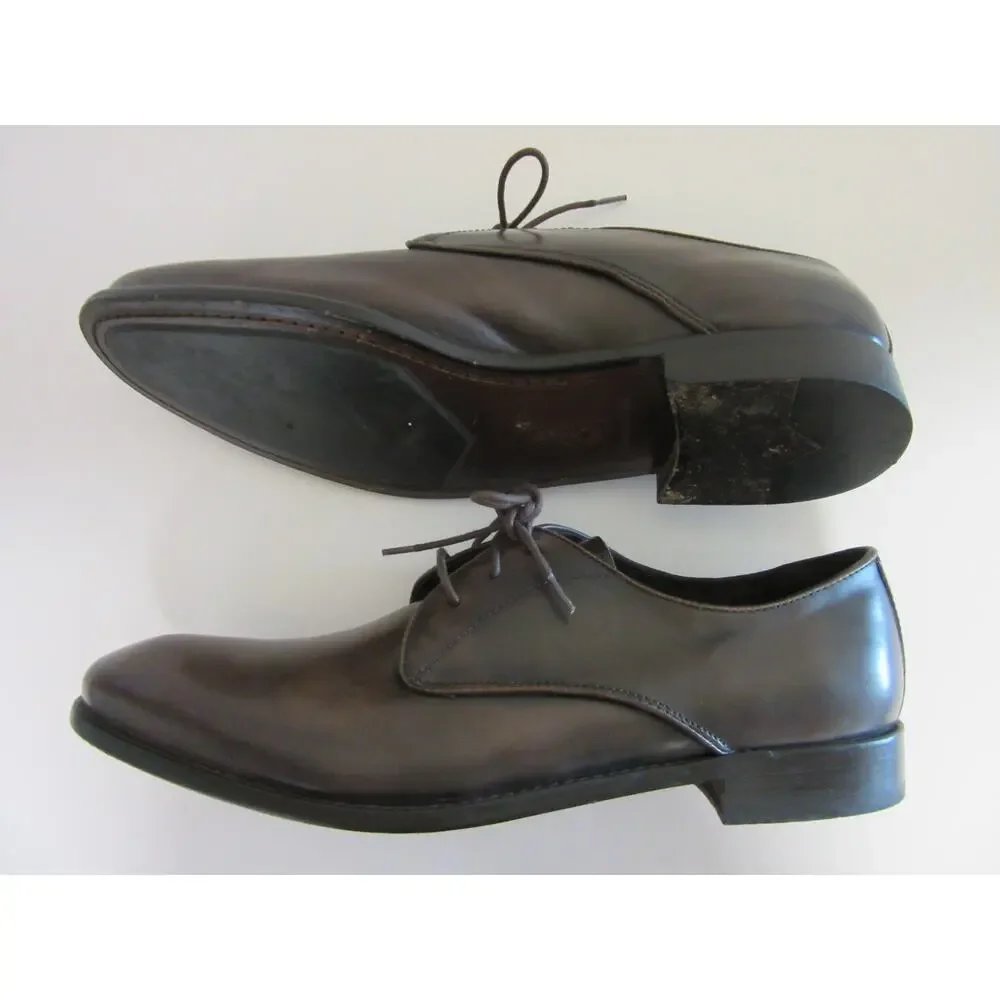 JOHN VARVATOS Brown Leather Lace Up 12M Preowned Excellent Soles Dress Shoes